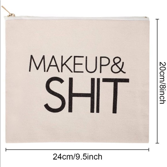 Makeup & SH*T Zip Pouch Canvas Cosmetic Bag NEW - Picture 3 of 3